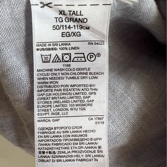 Gap 100% Linen Blue Size XL Tall Coastal Spring Summer Classic - Picture 7 of 9
